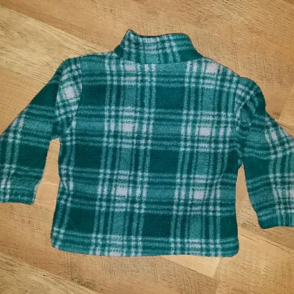 Green Boys Fuzzy Plaid Quarter Zip Pullover Jacket Size‎ 2T - Picture 3 of 3